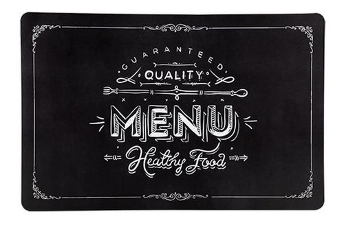 Jogo Americano Em Plástico Healthy Menu Cor Preto 6 Peças