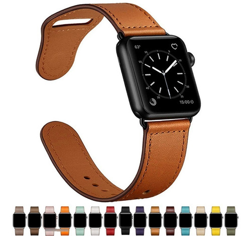 Pulseira Em Couro Fecho Em Pino Para Apple Watch 41mm 45mm