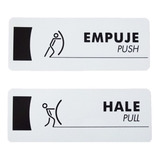 Aviso Letrero Hale Empuje X2 Señal Para Puertas 21x8cm