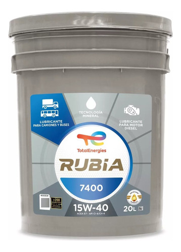 Aceite Total Rubia 7400 15w40 Balde 20lts. 