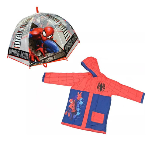 Paragua Y Piloto Para Lluvia Infantil Spiderman Original