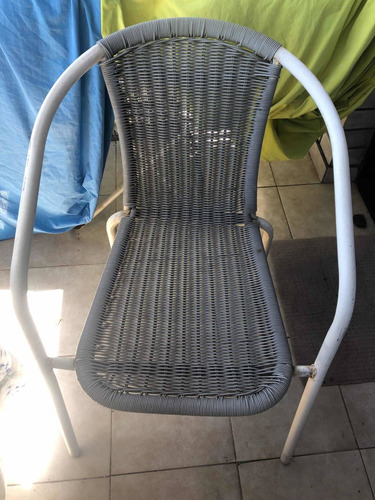 Silla De Caño Simil Rattan Gris