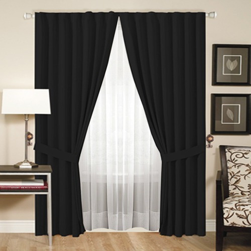 Juego De Cortinas Blackout +jgo Voile 140x220 Colores 4paños