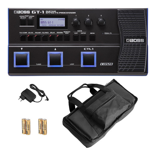 Kit Pedaleira Para Guitarra Boss Gt-1 Com Capa +fonte