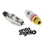 Plug Conector Rca Fêmea 6mm + Plug Rca Macho Santo Angelo