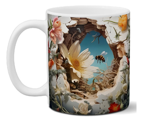 Taza De Cerámica Abeja Efecto 3 D Diseño Exclusivo Art A3d