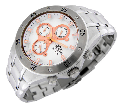 Reloj Montreal Hombre Ml651 Multifunción 100% Acero Inox