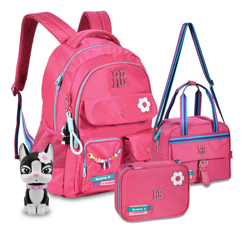 Kit Mochila Estojo Lancheira Color Pop Rb Boneca Oficial