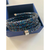 Pulsera Brazalete Swarovski Doble Azul