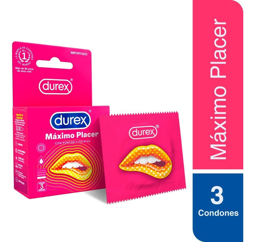 Durex Máximo Placer Caja 3 Condones Preservativos Lubricados