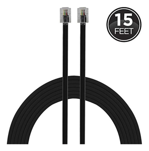 Cable De Línea Telefónica De  15 Pies Power Gear Negro