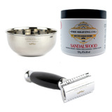 The Shaving Co Kit Crema Afeitar Sandalo Razor Negro Y Bowl