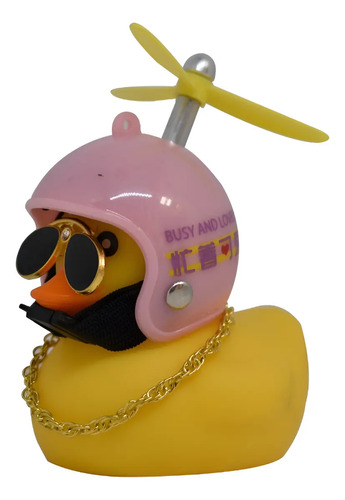 Patito Amarillo Con Casco Pato De Hule Moto Auto Bici C/ Luz