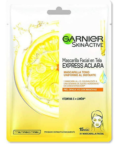 Mascarilla Facial En Tela Aclarante Con Vitamina C Express.