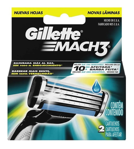 Gillete Mach3 Cartuchos Para Afeitar X 2 Cartuchos