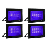 Kit 4 Refletores Holofote Efeito Neon 200w Luz Negra Led