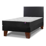 Cama Europea Therapedic Plus Flex 1 Plaza + Respaldo Modern Color Negro