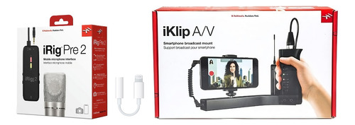 Irig Pre 2 Interface De Áudio Xlr + Iklip A/v Suporte Combo