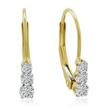 Pendientes Leverback Diamante Ags Certificado 10k Oro Amaril