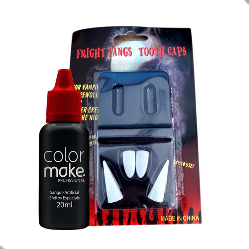 Sangue Falso Colormake 20ml + Dente Vampiro Encaixe