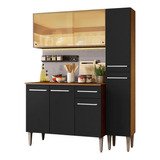 Cocina Integral 137cm Marrón/negro Emilly Gold Madesa 03