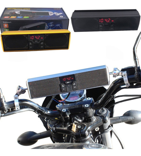 Bocina Para Motocicleta Bluetooth Mp3 Usb App Luz Led/plata