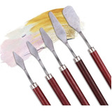 Kit 5 Espátulas Aço Pintura Tela Artesanato Artista Hobby