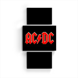 Cuadro Triptico Ac Dc Logo Rojo Negro Bandas Rock Tictime