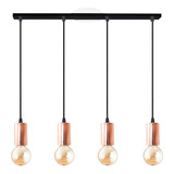 Lampara Colgante Vintage 4 Luces Capuchon Colores Deco E27 Color Negro/dorado