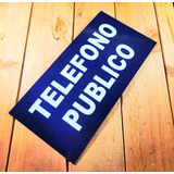 Cartel De Chapa Réplica Telefono Público Apto Exterior