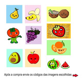 Placas Decorativas Quadros Kawaii Cute Frutas Kit 10unidades