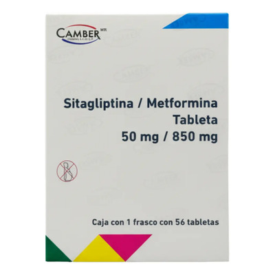 Sitagliptina Metformina 50mg \u002F 850mg Frasco Con 56 Tabletas Camber | Meses sin interés