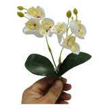 Mini Haste Artificial Flor Orquídea Com Folhagem E 2 Ramos 