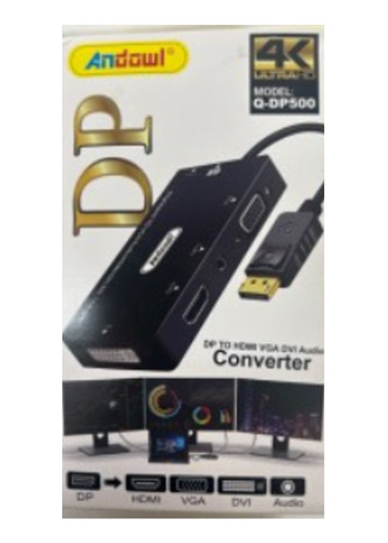 Convertidor Adaptador Display Port A Hdmi Vga Dvi 4 En 1 -dp