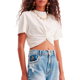 Camiseta Cropped Lança Perfume Chain Ou24 Off White Feminino