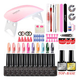 Kit Poligel Monomer Cabine Pincel Duplo Top Coat De 10 Cores