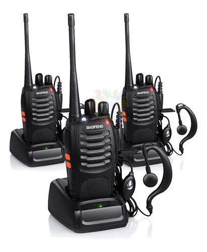 Kit X 3 Handy Baofeng Bf888s Canalero O F E R T A Radio Walkie Talkie 16ch Uhf Handie Accesorios Bateria Manos Libres