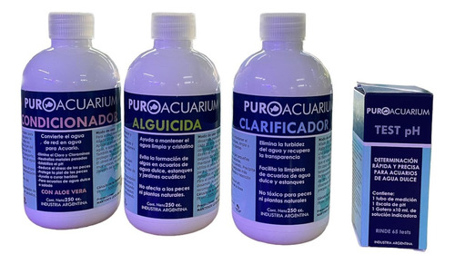 Kit Acondicionador + Clarificador + Alguicida + Test Ph 