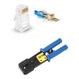 Pinza Crimpiadora Rj45 8 Contactos Pasante 376z + 100 Fichas