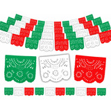 Papel Picado Mexicano, Tricolor, Paq 10 Tiras (50m) Plástico