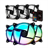 Kit Fan 3x 120mm Liketec Colorfull Cooler Rgb Controle Gamer