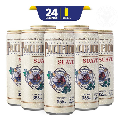 Cerveza Pacifico Suave 24 Latas De 355ml C/u