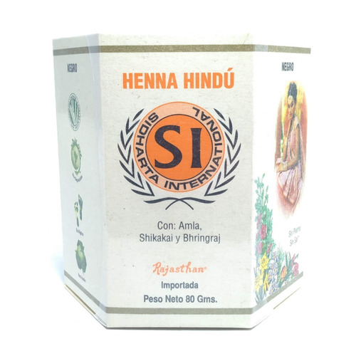 Henna Hindú Tinte Natural Negro 80gr - g a $324