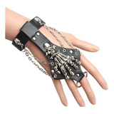 Pulsera Gotica Punk Rock Pulsera Mano De Calavera Y Cadenas