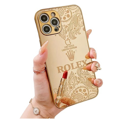 Capinha,capa Para iPhone 13 Pro Max Dourada Espelhado Rolex 