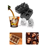 Molde Silicona 3d: 4 Calaveras Hielo, Chocolates, Whisky Fa