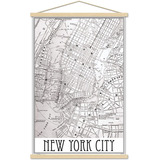 Póster De Pared Con Mapa De Nueva York Con Marco Magnã...