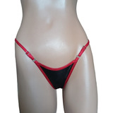 Tanga Bikini Hilo En V Edén 702 Negro + Rojo Metal - Fun*