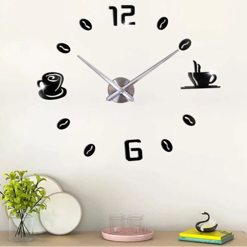 Reloj Decorativo Pared Estilo 3d Tazas Café Coffee Cafeteria