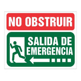 Cartel Salida De Emergencia No Obstruir Izquierda 20x25 Cm